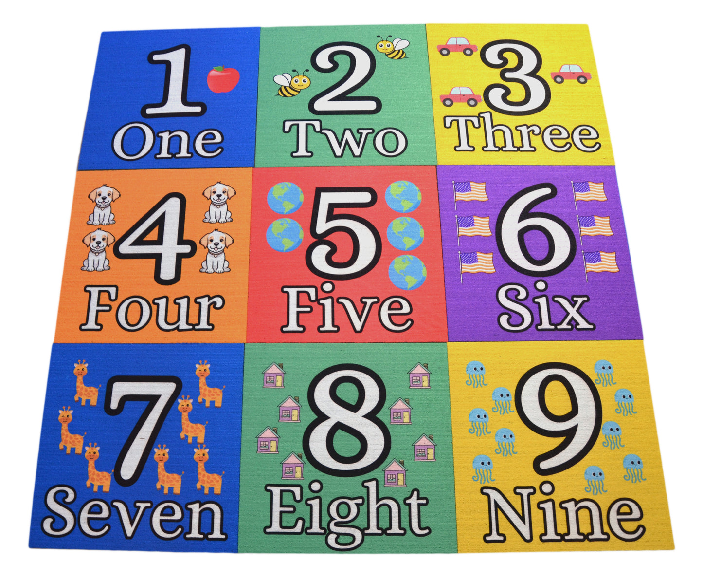Numbers & Math Symbols Kids Carpet Tiles – 16‑Piece Educational Set (18" x 18") – 36 sq. ft.
