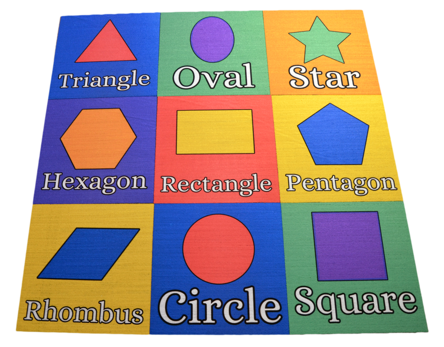 Shapes Kids Carpet Tiles – 9‑Piece Educational Set (18" x 18") – Colorful Classroom & Playroom Flooring