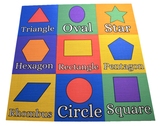 Shapes Kids Carpet Tiles – 9‑Piece Educational Set (18" x 18") – Colorful Classroom & Playroom Flooring