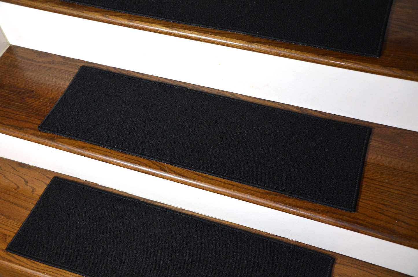Solid Black Low‑Profile Non‑Slip Stair Treads – Peel & Stick | Set of 15 (30" x 9")