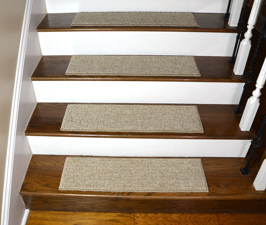 Ridgefield Beige Carved Stair Treads – Peel & Stick | Set of 15 (30" x 9")