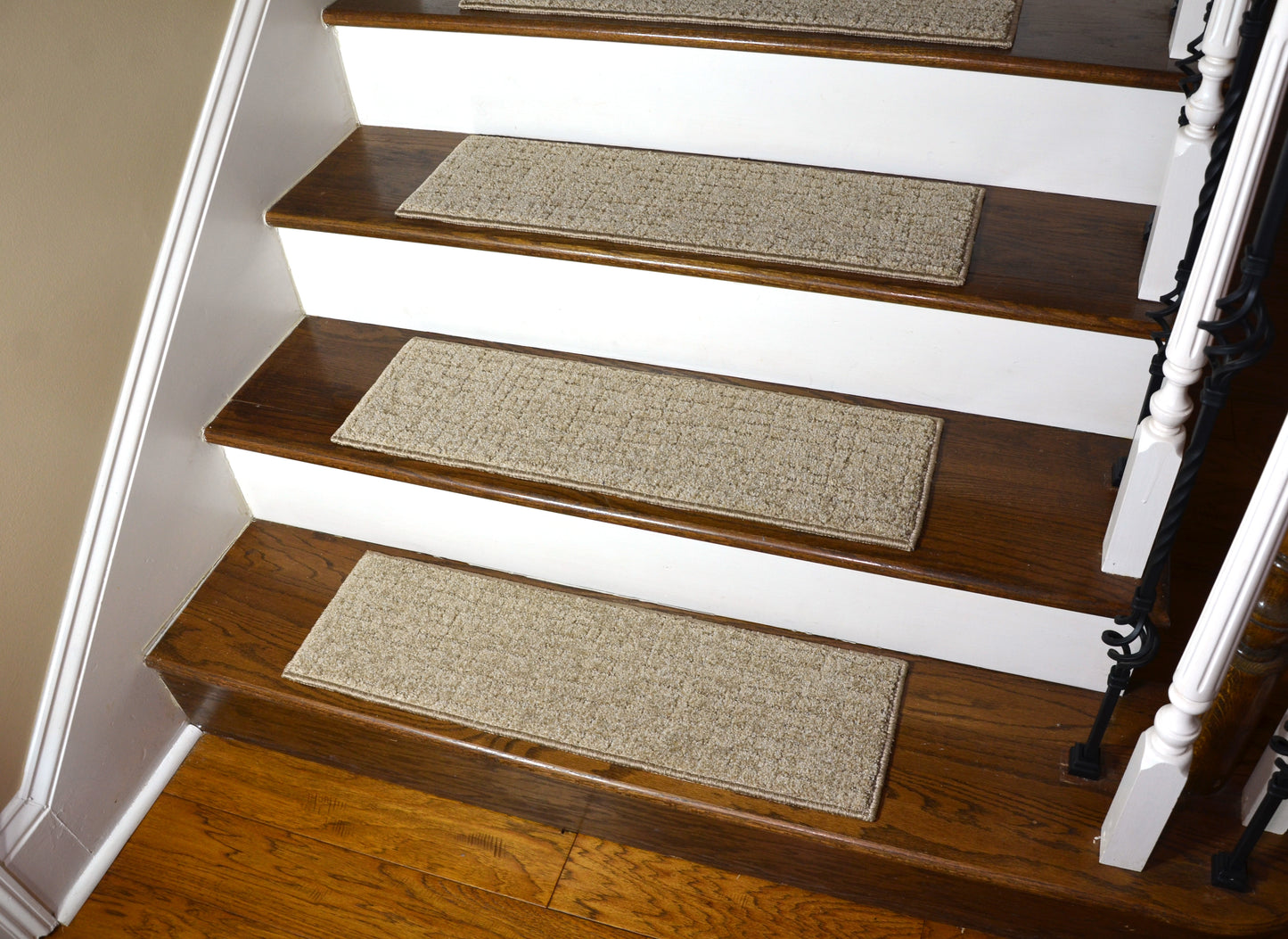 Ridgefield Beige Carved Stair Treads – Peel & Stick | Set of 15 (30" x 9")