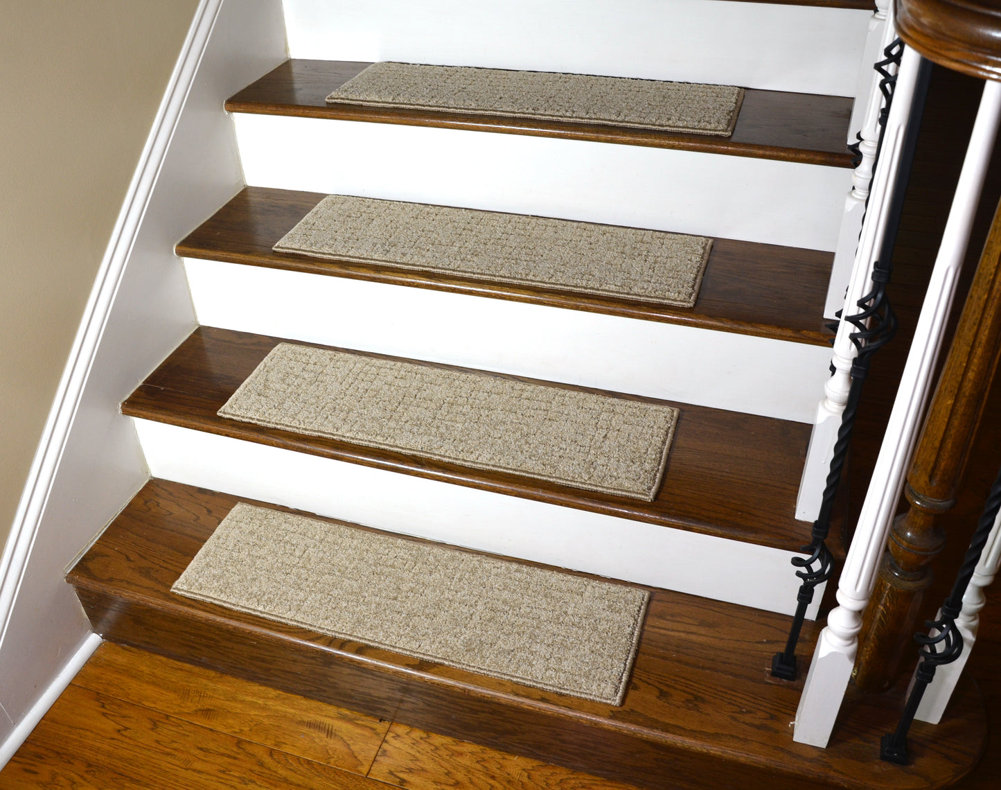 Ridgefield Beige Carved Stair Treads – Peel & Stick | Set of 15 (30" x 9")