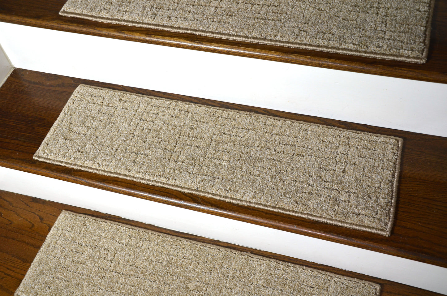 Ridgefield Beige Carved Stair Treads – Peel & Stick | Set of 15 (30" x 9")