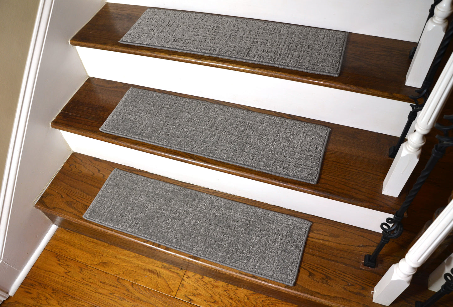 Ridgefield Gray Carved Stair Treads – Peel & Stick | Set of 15 (30" x 9")