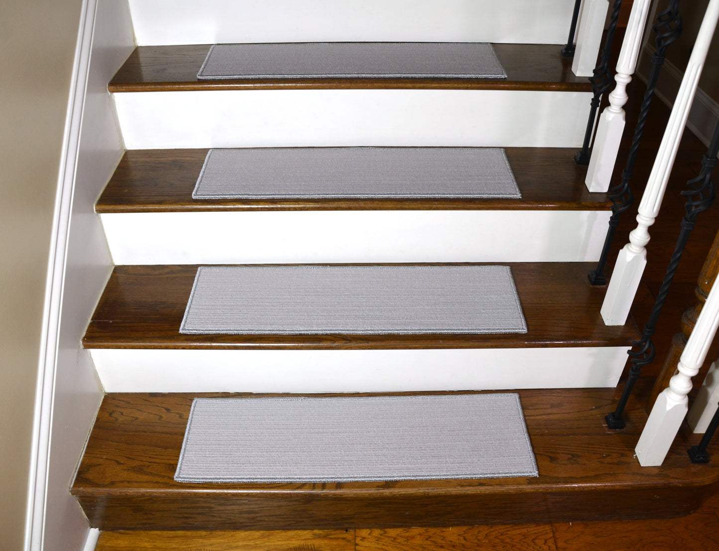 Silver Mist Low‑Profile Non‑Slip Stair Treads – Peel & Stick | Set of 15 (30" x 9")