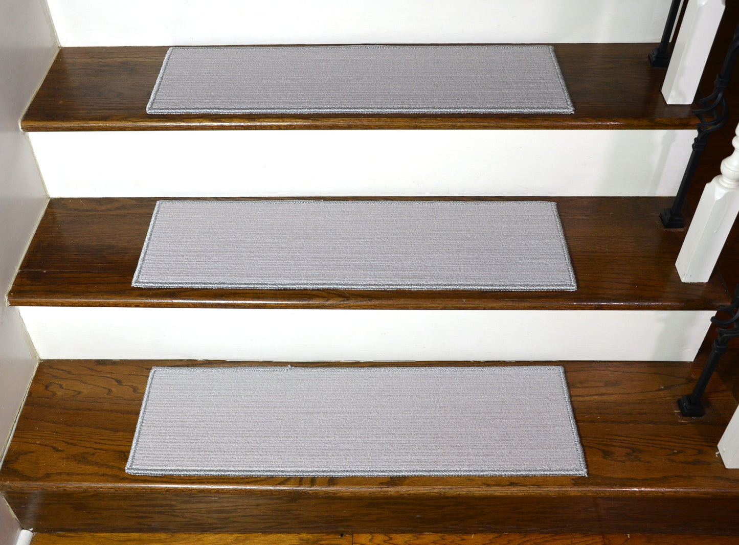Silver Mist Low‑Profile Non‑Slip Stair Treads – Peel & Stick | Set of 15 (30" x 9")