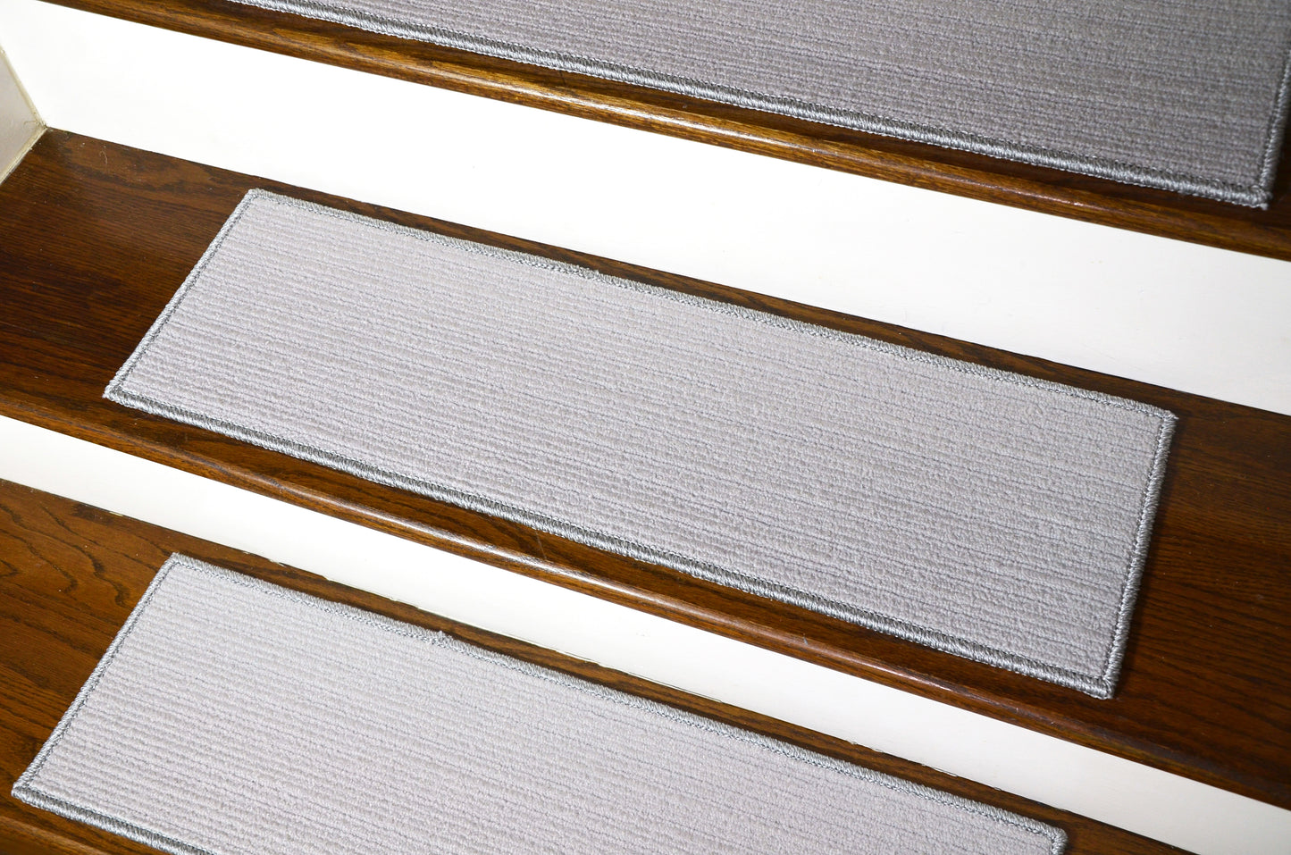 Silver Mist Low‑Profile Non‑Slip Stair Treads – Peel & Stick | Set of 15 (30" x 9")