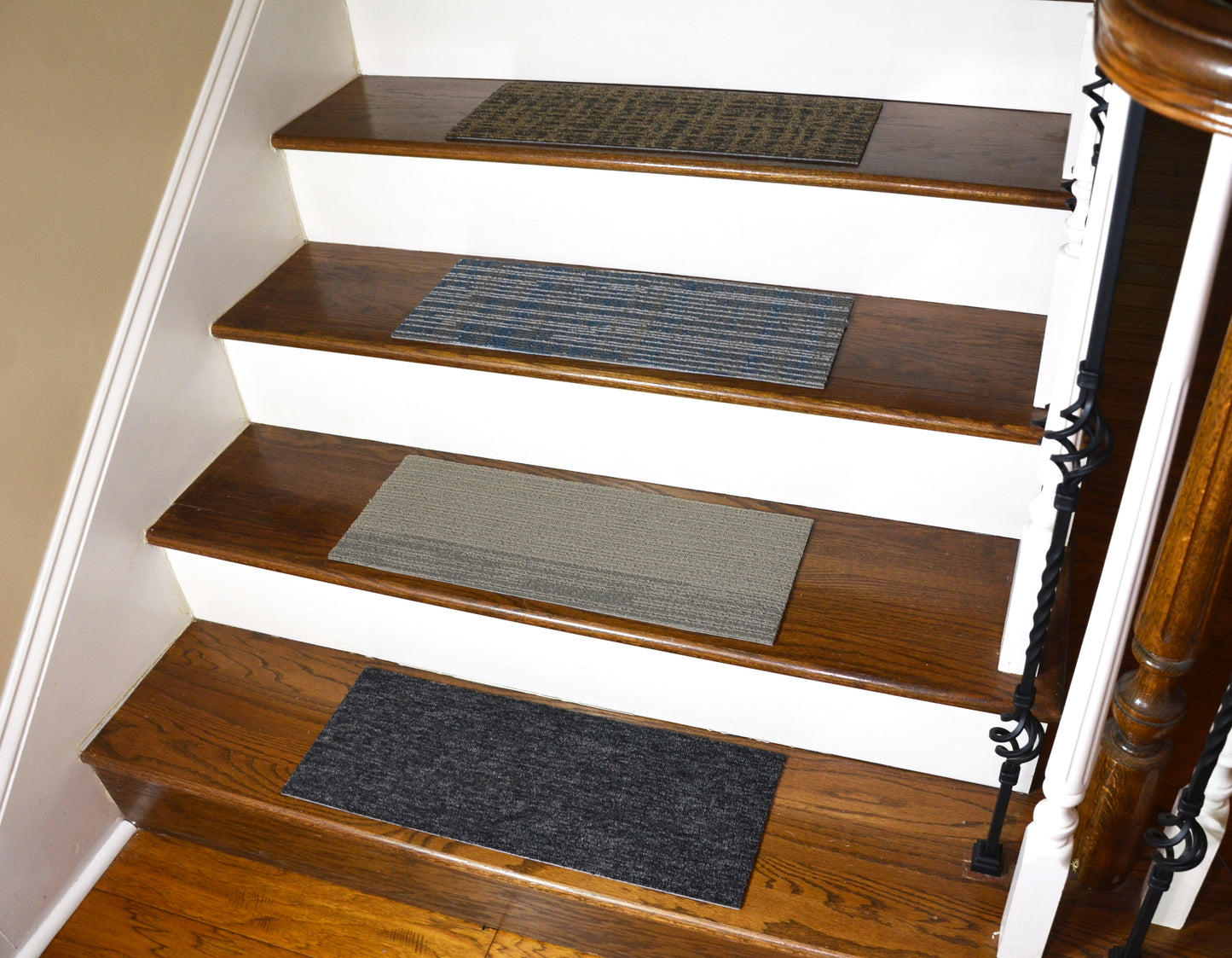 Assorted Carpet Stair Treads – Set of 15 | Non‑Slip Peel & Stick | Made in USA