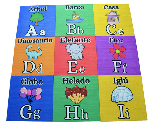 Tread Haven Spanish Alphabet Carpet Tiles – 27‑Piece Set, 18"x18" Non‑Adhesive Tiles – Covers 60.75 Sq Ft