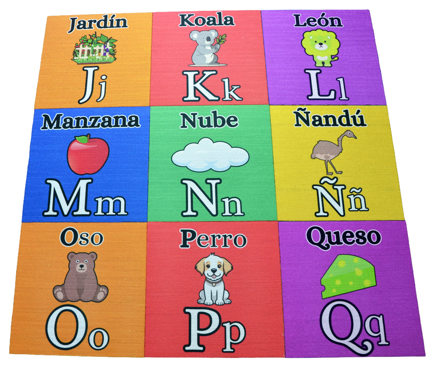 Tread Haven Spanish Alphabet Carpet Tiles – 27‑Piece Set, 18"x18" Non‑Adhesive Tiles – Covers 60.75 Sq Ft