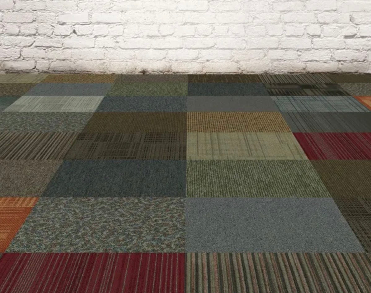 Assorted Carpet Tiles – 19.75" x 19.75" Random Mix – 20 Tiles (54.18 sq ft) – Peel & Stick
