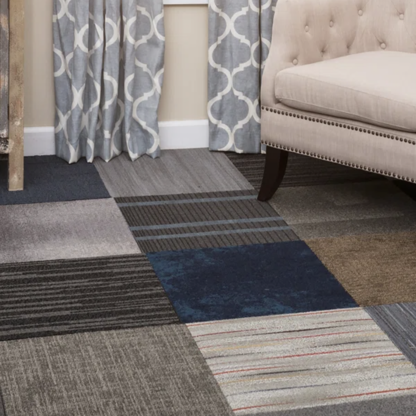Assorted Carpet Tiles – 24" x 24" Random Mix – Peel & Stick – 50 Tiles (200 sq ft) – Ships in 3 Boxes