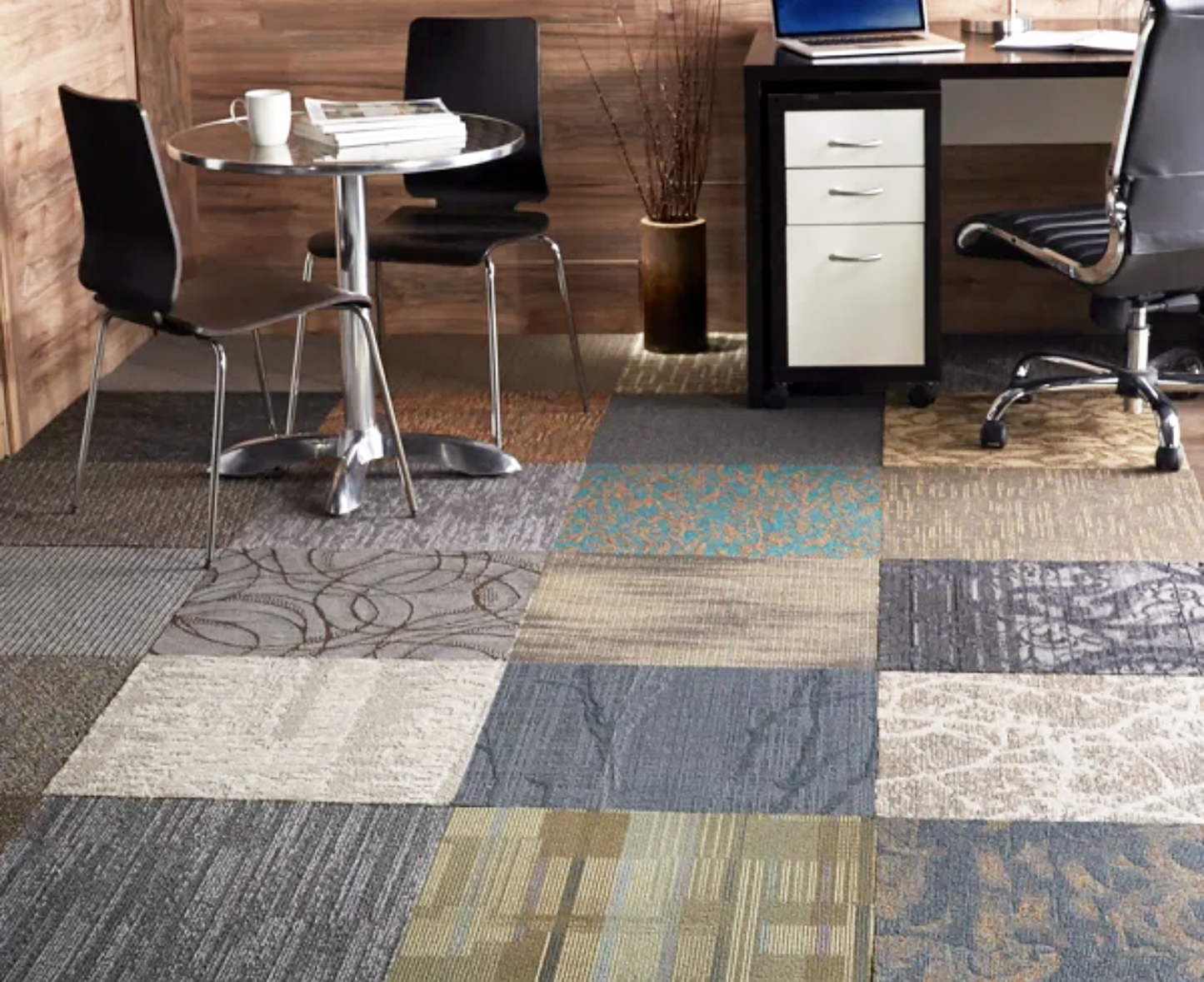 Assorted Carpet Tiles – 24" x 24" Random Mix – Peel & Stick – 50 Tiles (200 sq ft) – Ships in 3 Boxes
