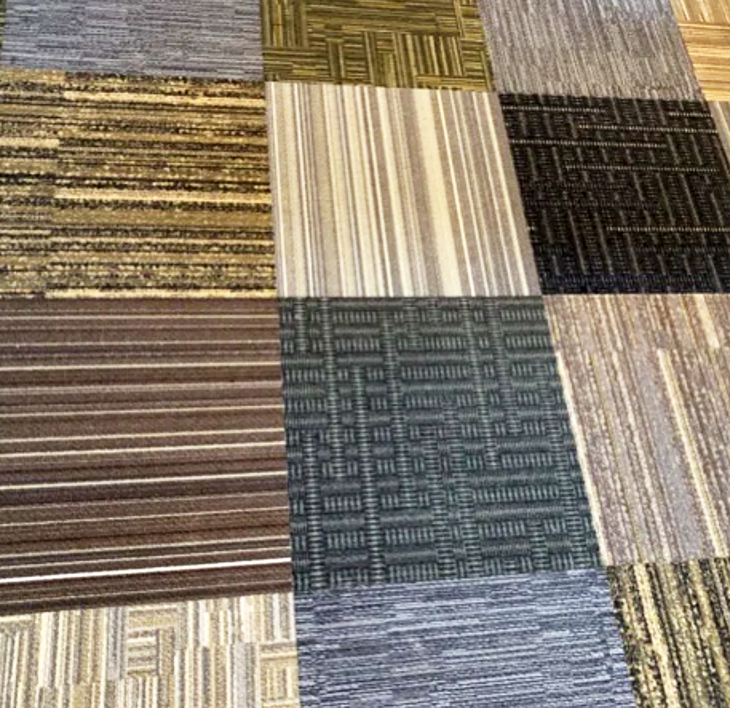 Assorted Carpet Tiles – 24" x 24" Random Mix – Peel & Stick – 50 Tiles (200 sq ft) – Ships in 3 Boxes