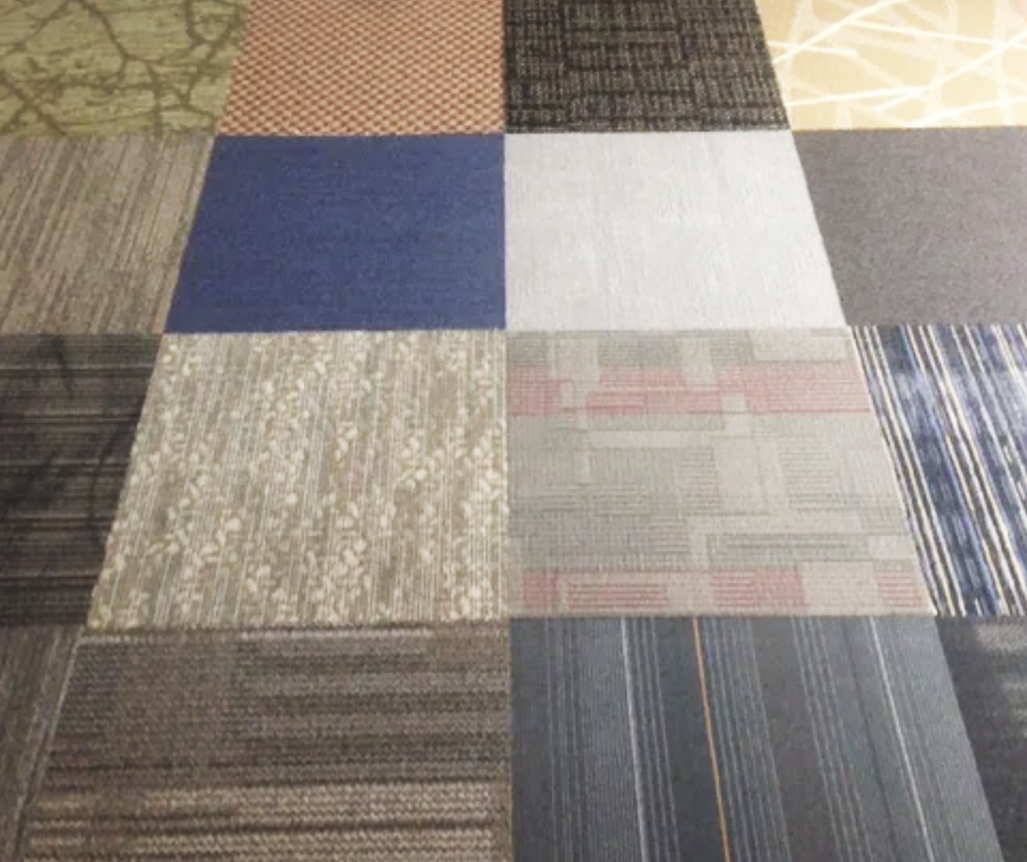 Assorted Carpet Tiles – 24" x 24" Random Mix – Peel & Stick – 50 Tiles (200 sq ft) – Ships in 3 Boxes