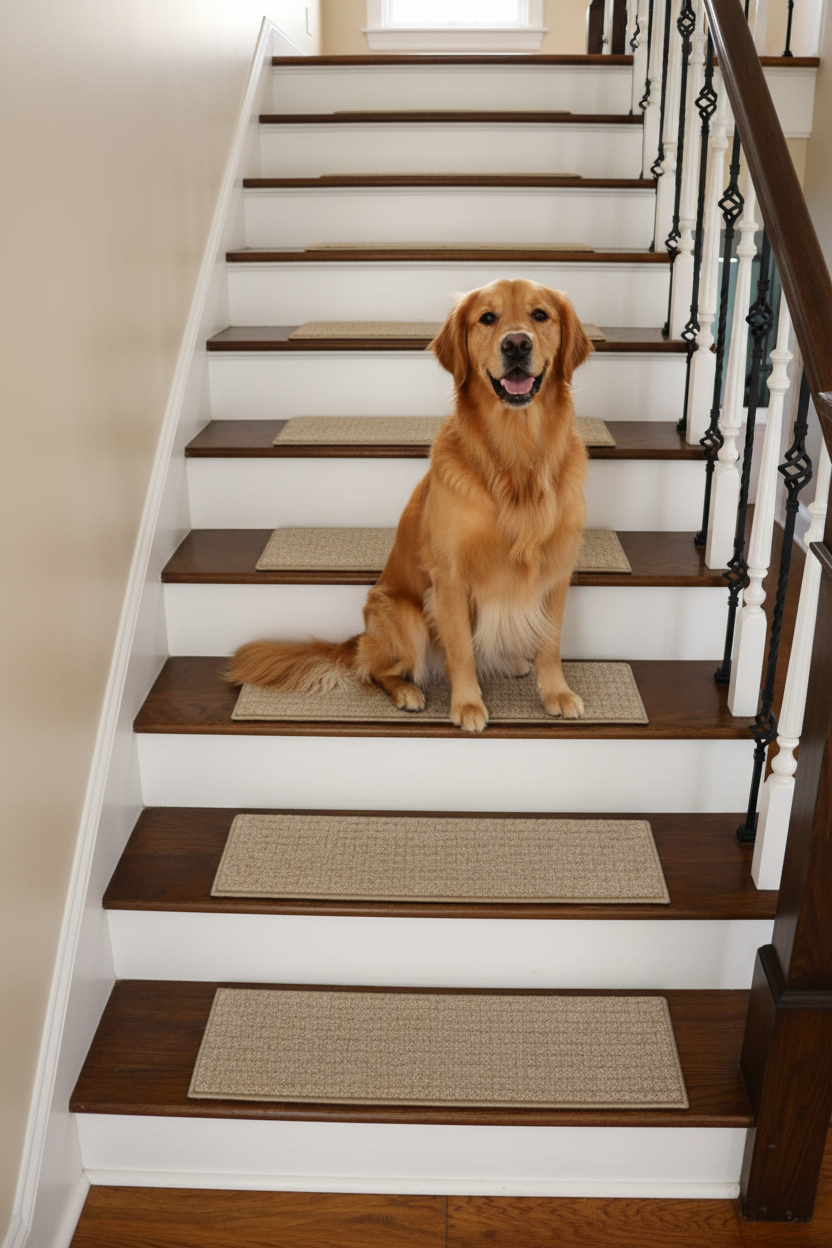Beige Stair Treads - Dog Lifestyle