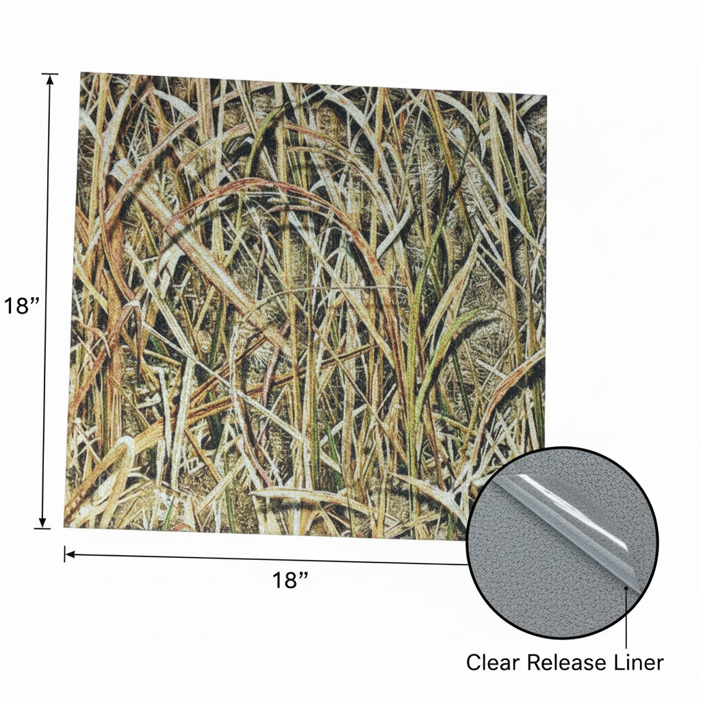 Bottomland Camo Carpet Tile Infographic - Gray Backing