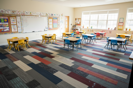 Bright School Classroom Plank Carpet Tile Scene
