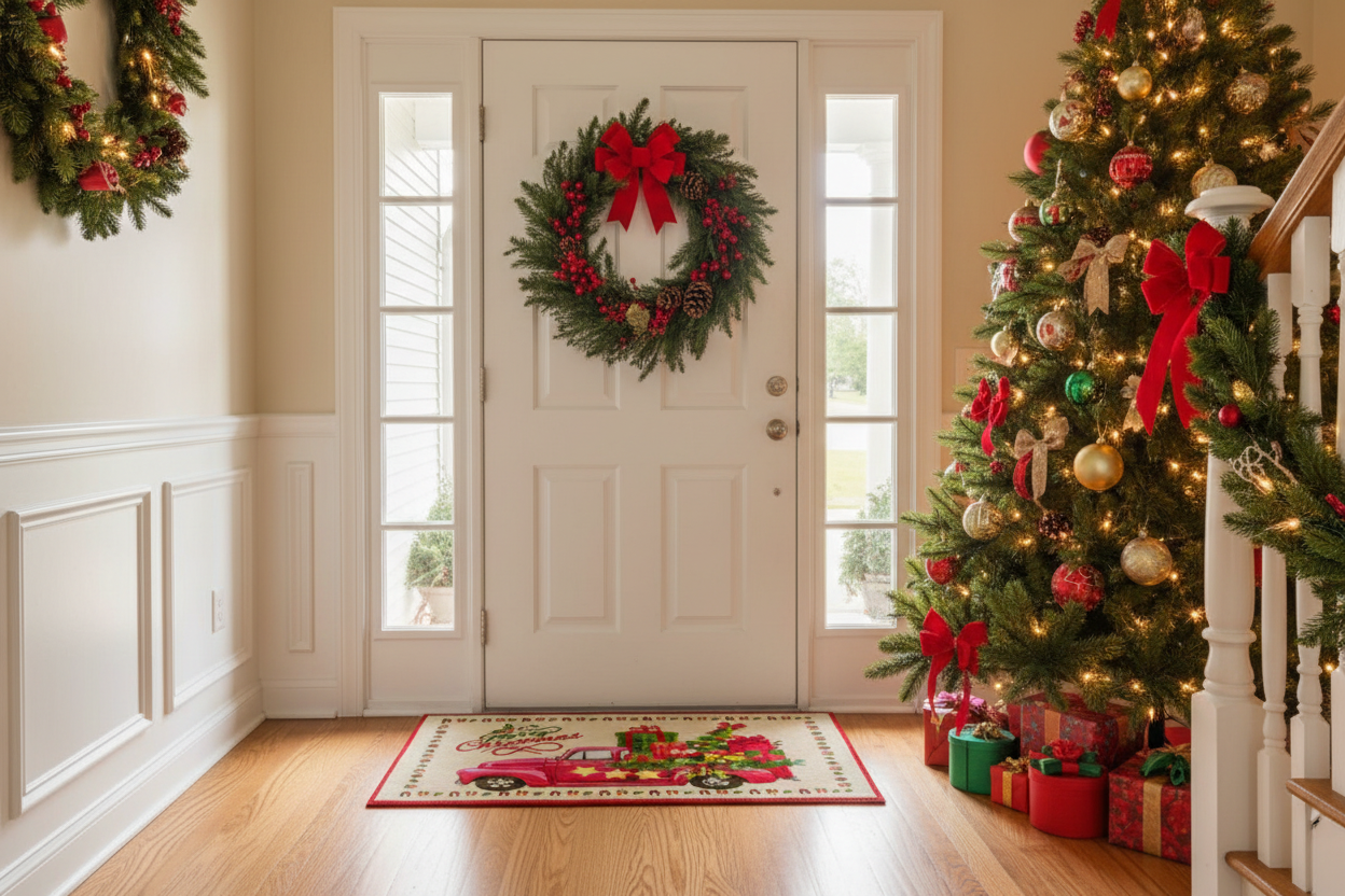 Christmas Door Mat - Front Door Lifestyle