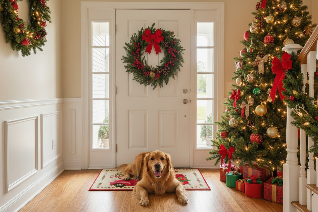 Christmas Door Mat - With Dog