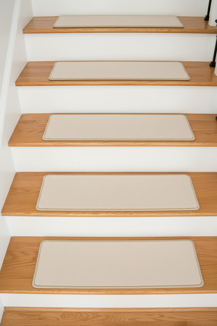 Cream Stair Treads - Light Maple Wood