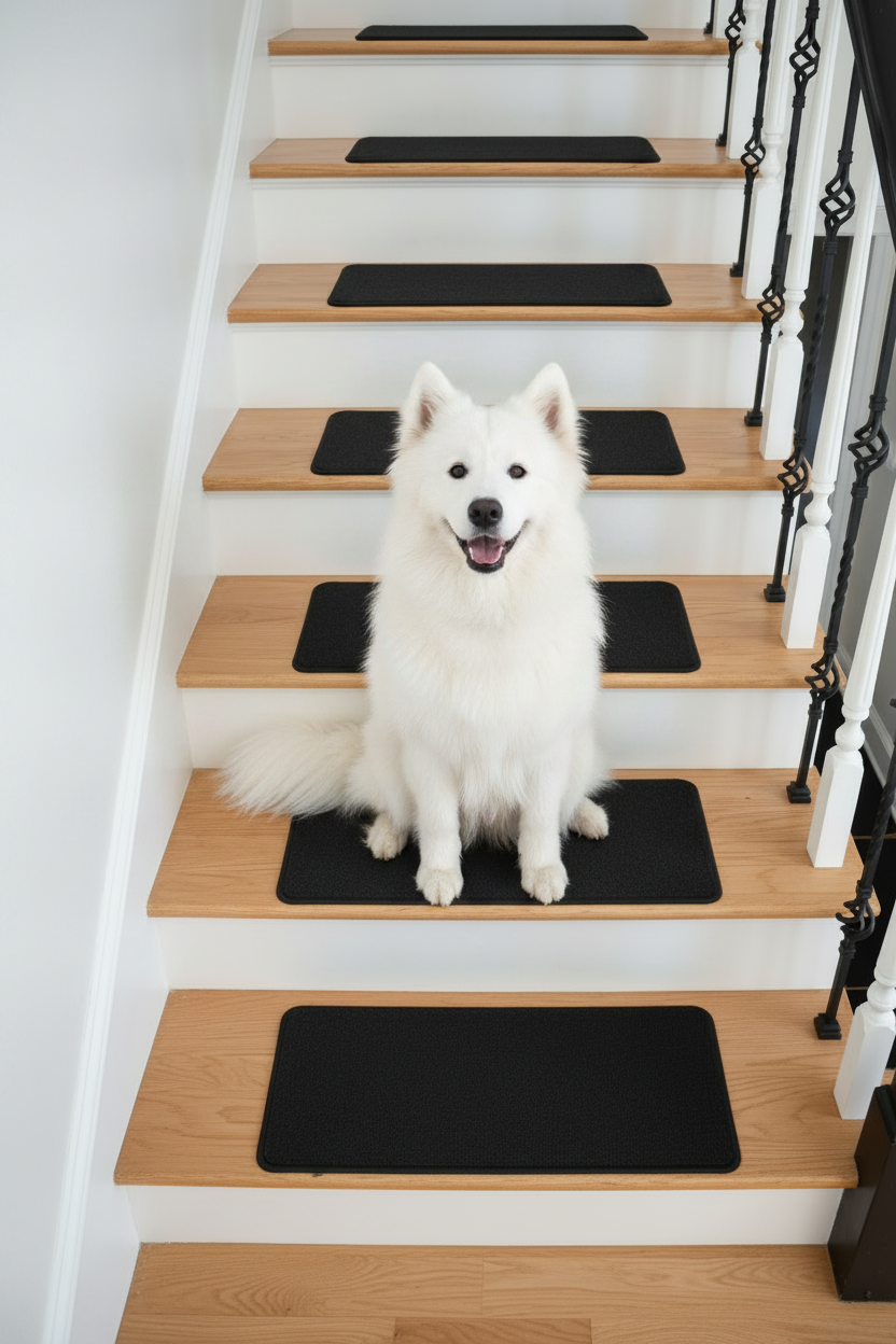 Dark Charcoal Treads - Maple Wood - White Dog