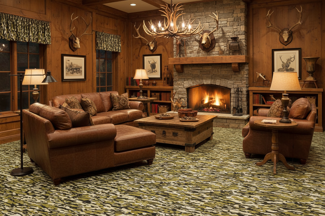 Duck Camo Carpet Tile Room Scene