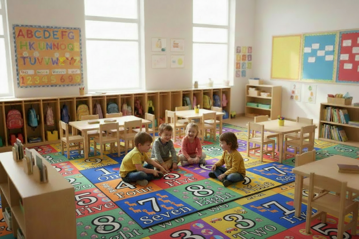 Full Wall-to-Wall Numbers Carpet Tiles No Bare Floor