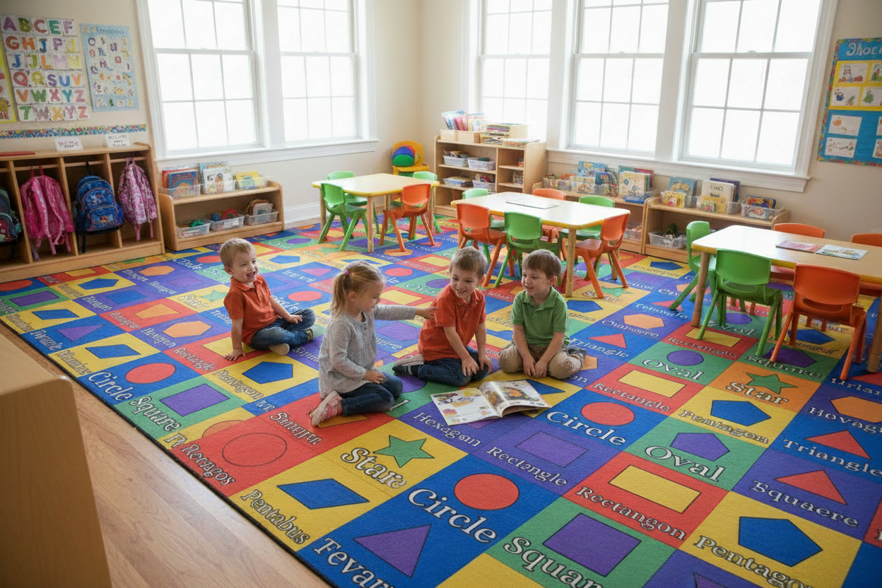 Full Wall-to-Wall Shapes Carpet Tiles No Wood Floor