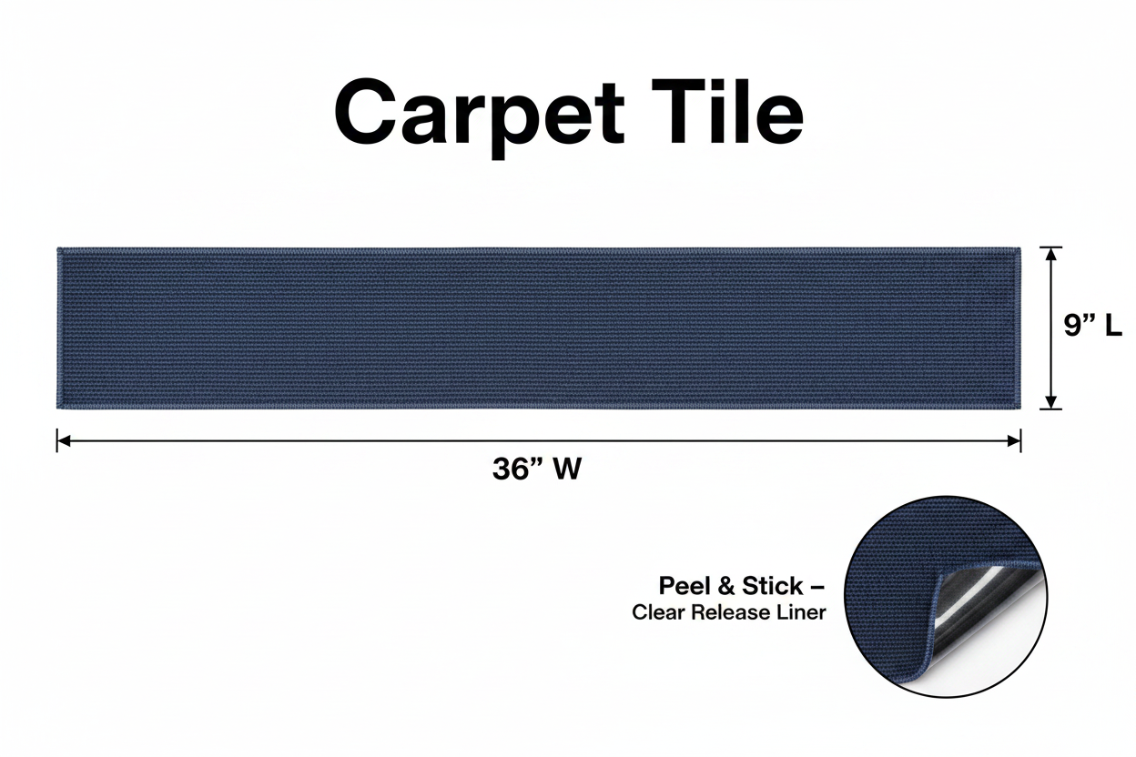 Navy Blue Carpet Tile - Thin Strip Proportions