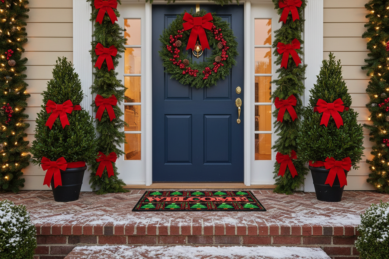 Welcome Christmas Mat - Outside Front Door